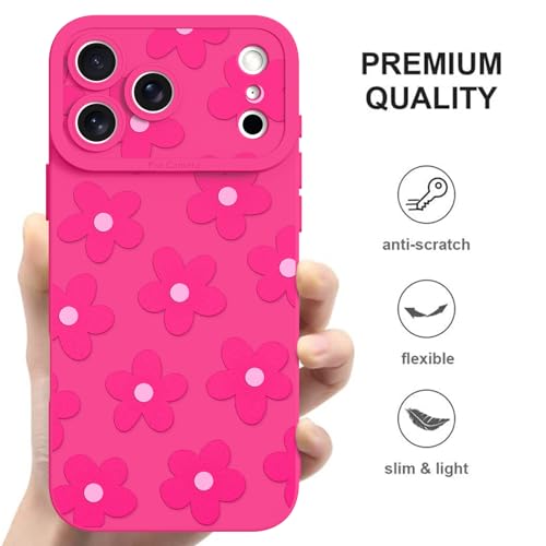 Image of ZIYE for iPhone 17 Pro Max Case Hot Pink Flower Pattern Phone Case