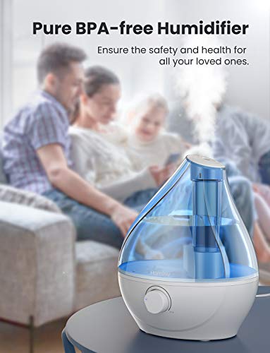 Homasy Cool Mist, BPA-Free 22dB Quiet Bedroom, Auto Shut Off, 24H Work Time, Air Humidifier for Nursery, Plants, Pets