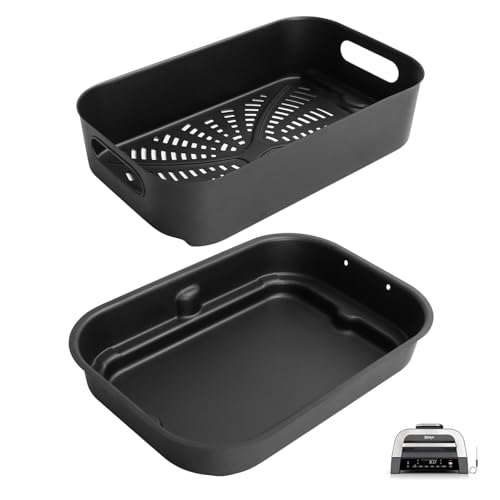 Grill Cooking Pot and Combo Crisper Basket for Ninja Foodi FG551/DG551 Smart XL Indoor Grill Accessories Non-Stick Air Frying Basket & Griddle Pan Replacement for Ninja DG651