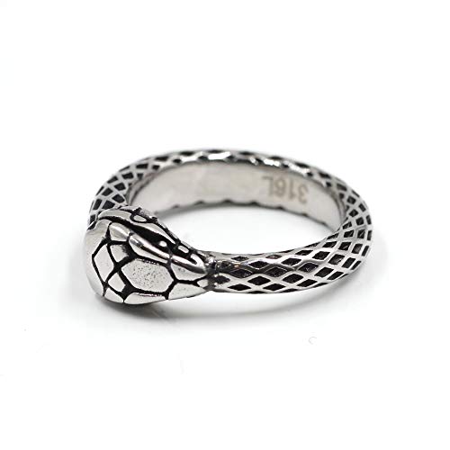 AWAKEN WARRIOR Ouroboros Anillo Hombre y Mujer Ouroboros Serpiente Infinita Estilo Símbolo del Renacimiento en Joyería de Acero Quirúrgico 316L(11)