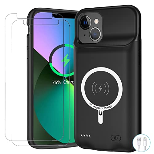 Battery Case for iPhone 13, Upgraded 10000mAh Battery Pack Rechargeable Charger Case Support Carplay with Wireless Charging Compatible for iPhone 13 (6.1 inch) External Battery Charging Case (Black)