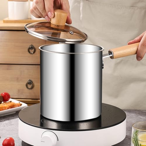 Freidora de acero inoxidable y olla pequeña con asas estables 4