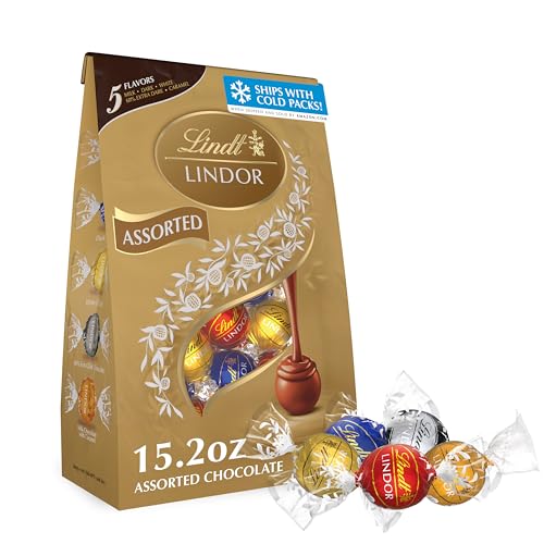 Lindt LINDOR Assorted Chocolate Candy Truffles, 15.2 oz. Bag