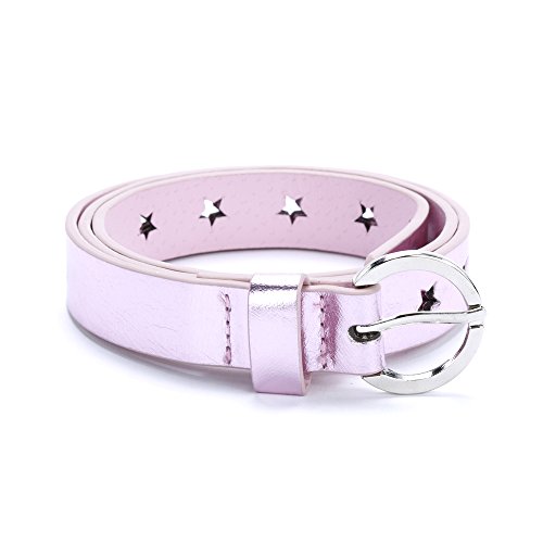Shiny Mettalic Perforated Stars Girls Belt - For Kids Size 4-14 Years, Stylish and Fun Belt for Girls All Ages
