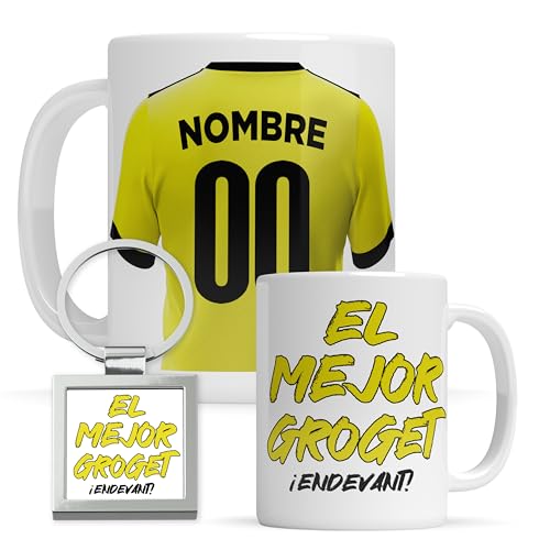 Taza personalizada Villareal - Regalo Original para aficionados del Futol - Personaliza tu taza de desayuno - Taza de Desayuno café