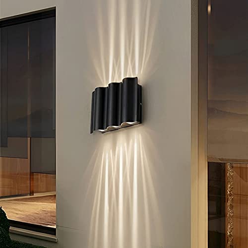 Image of Unique Arc Design LED Sconce Up and Down Lights Wall Sconces Waterproof Outdoor Wall Lights,Suitable for Gardens-2pack (3000K, 6LED)