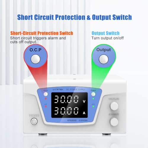 Image of DC Power Supply Variable, 30V 30A 900W Bench Power Supply with Encoder knob, High Power Adjustable Switching Power Supply with OCP Switch, Variable Power Supply with Output Enable /Disable Button
