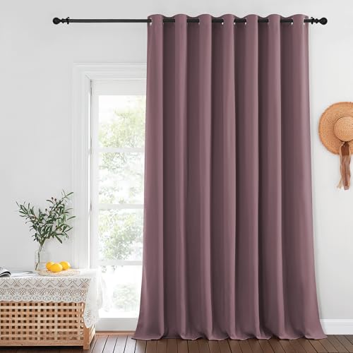 NICETOWN Patio Door Curtain Sound Blocking, Bedroom Privacy Room Divider Curtain, Thermal Insulated Blackout Closet Sliding Door Shade (1 Panel, 100" Wide x 120" Long, Dry Rose)