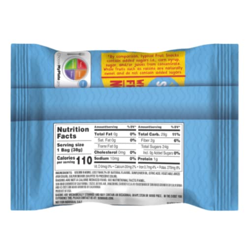 Image of Sun-Maid Sour Blue Raspberry Fruity Raisin Snacks - (200 Pack) 1.33 oz Pouches - Sour Blue Raspberry Raisins - Dried Fruit Snack for Lunches and Snacks