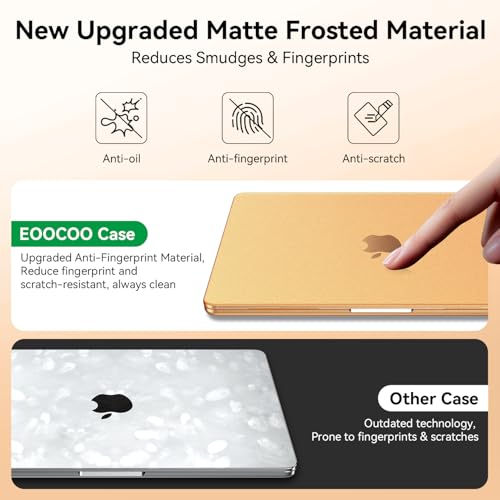 Image of EooCoo Compatible with MacBook Air 15 inch Case M5 2026-2023 M4 M3 M2 A3448 A3241 A3114 A2941, 100% Match Official Color, Upgrade Matte, Anti-Scratch Protective Hard Shell for Mac Air 15.3, Orange