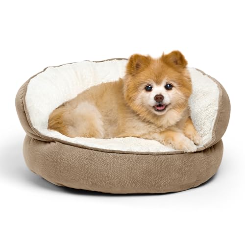 Best Friends by Sheri Pet Throne High Bolster Orthopedic Relief Cat and Dog Bed, Wheat, Mini