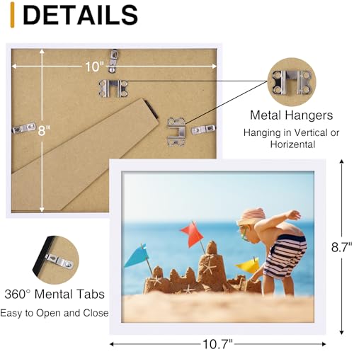 decorUhome 8x10 Picture Frames Collage Wall Decor, Display 2Pcs 4x6 Photos with Mat or 1Pcs 8x10 Unmatted, 2 4x6 Collage Picture Frames for Wall Mounting, White