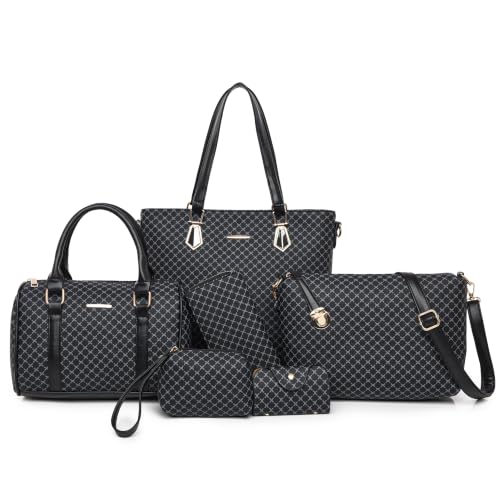 Image of OTMIPIML Purses and Handbags for Women Synthetic Leather Tote Crossbody Bags Satchel Purses Set 6pcs | Set