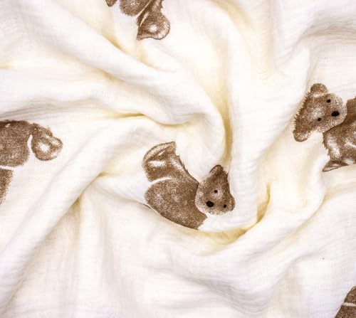 Image of Baby Blanket 40x40 Inches,Muslin Cotton and Minky Dotted Double Layer Soft Receiving Blanket for Newborn Toddler,Brown Bear
