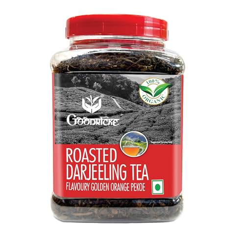 Goodricke Roasted Organic Darjeeling Tea - 250gm(Pack of 3) | 100% Organic Whole Leaf Tea | Darjeeling Long Leaf Tea | Flavoury Golden Orange Pekoe Darjeeling Tea Loose Leaves| Darjeeling Black Tea