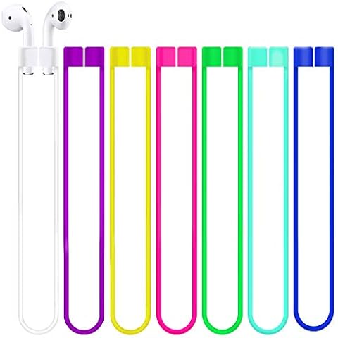 ABCOOL Compatible with Anti-Lost Straps Accessory AirPods 1 2 Pro - 7 PCS Colorful Assorted Strings, Soft Sport Tether Lanyard, Running Silicone Wire Cable Connector, Silica Gel Neck Rope Cord Cover