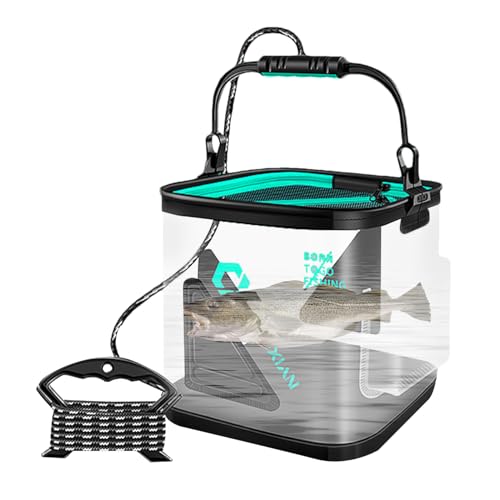 Bucket de Pescado, Cubo de : Cubo de Pescado Plegable Multifuncional, de Agua Plegable Transparente | Cebo Bien Minnow Bucket, Fish Tank, para Acampar al Aire Libre con Mango,