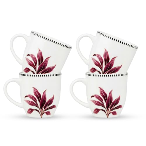 Image of Vistas Orchid Ceramic Mug Set of 4 for Coffee, 500ml Each | Microwave & Dishwasher Safe Coffee Mug | Matte Finish Coffee Cup | Mug Set, Perfect for Every Occasion, Coffee Cups & Mugs