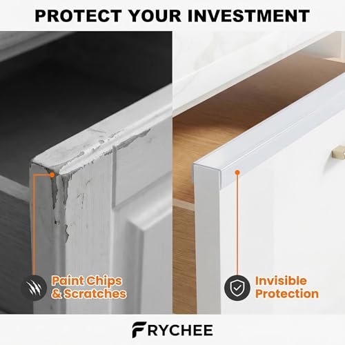 Image of 4 Pack Clear U-Shaped Cabinet Edge Protectors for 3 /4 inch Thick Doors & Drawers - 18 inch Slip-On Guard Prevents Chips, Scratches and Discoloration