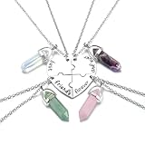 GEHECRST BFF Necklace for 4 Best Friend Matching Heart Friendship Healing Crystal Pendant Necklace Friendship Jewellery Gifts