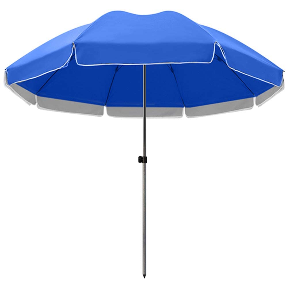 SaryEdge 8ft/2.4m Patio Umbrella, Garden Umbrella, Outdoor Terrace Furniture Table Umbrella for Poolside/Lawn, Deck, Balcony, Beach, Small Round Market Umbrella, Bl,Blue-2.4m/8ft