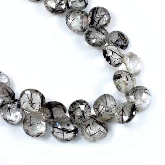 Quartz rutilé noir cœur facetté LKBEADS pierre naturelle pour bijoux symboliques