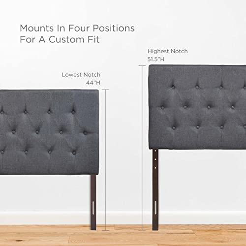 Modway Clique Tufted Button Diamond Pattern Linen Fabric Upholstered Queen Headboard In Smoke #TOP2