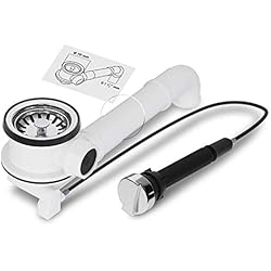 Valvula Automatica Fregadero Válvula de desagüe de 70 mm de diámetro, accionamiento giratorio, conexión de 1 pulgada, rebosadero