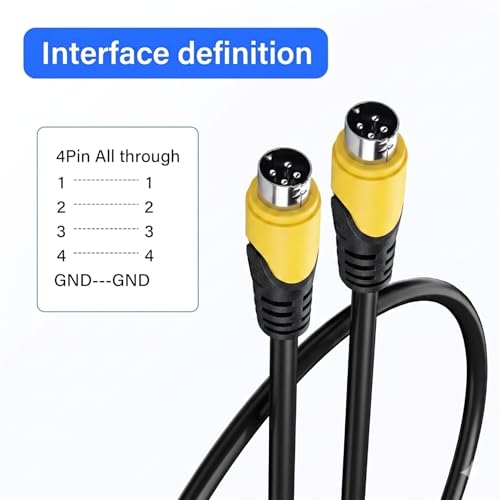 Image of MX 4-Pin Mini DIN S-Video Cable - 1.5m (4.9 ft) Male-to-Male, Gold-Plated Connector for Home Theater, DVD, TV, VCR, DVR, and PVR Systems