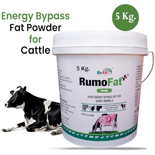 Image of REFIT ANIMAL CARE Rumen Bypass Fat Powder for Cows, Buffalo, Goat, Cattle and Other Dairy Farm Animals 5 Kg, RumoFat+