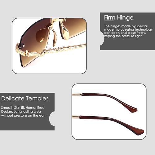 Image of Dervin UV Protected Retro Rectangular Rimless Sunglasses for Men and Women