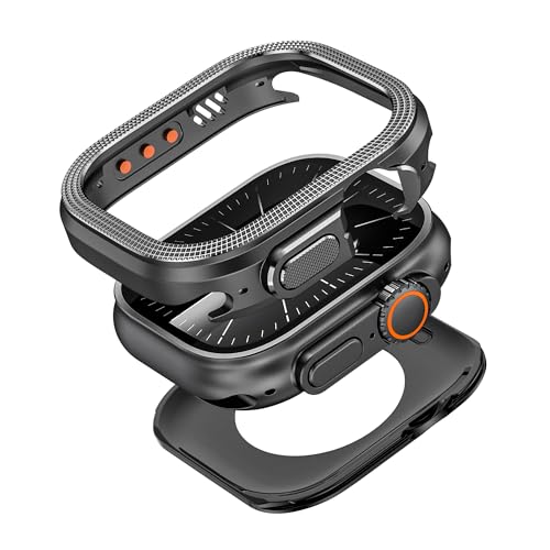 RHBBBDN アップルウォッチ用 メタル カバー 49mm 対応 Apple Watch Ultra 3/2/1 ケース あっぷるうぉっち カバー 全面保護 金属製 ステンレス 耐衝撃 メンズ 合金ケース iWatch 49 mm チタン