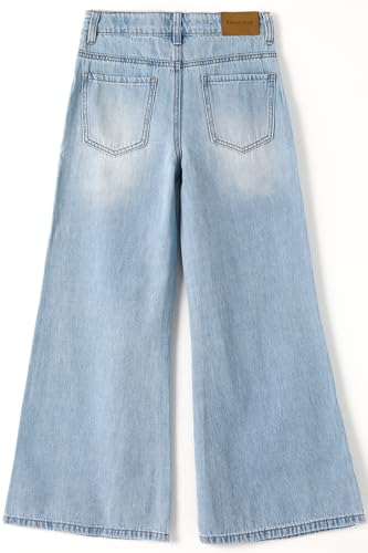 KIDSCOOL SPACE Girls Wide-Leg Jeans,Little Big Girl Baggy Denim Pants2