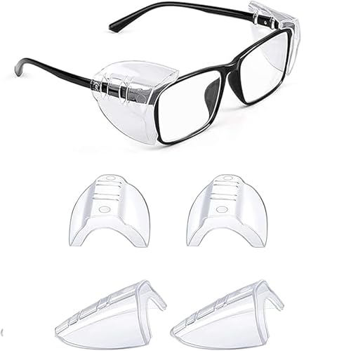 Image of 2 Pcs Safety Glasses Side Shields Clear Side Protectors for Eyeglasses, Protective Shields for Construction, Laboratory and Outdoor Work, Compatible with Most Safety Goggles and Eyewear