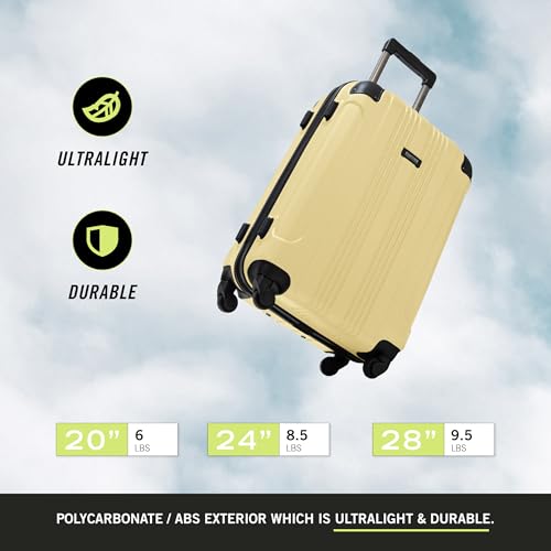Image of Kenneth Cole REACTION Out of Bounds Lightweight Hardshell 4-Wheel Spinner Luggage, Pale Banana, 20-Inch Carry On