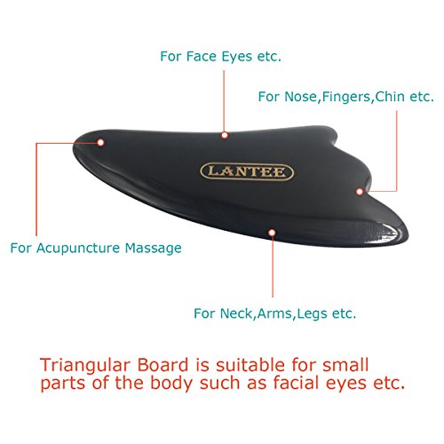 Lantee Chinese Gua Sha Scraping Massage Tools Kit, Hand Made Buffalo Horn Guasha Scraper Board For Facial/Ankle/Neck/Muscle Scraping #TOP4