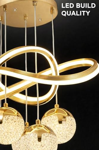 Image of Golden LED Mordern Luxury Premium 4 Light Pendant Chandelier Ceiling Light Hanging Light for Living Dining Room Office Decorative Lighting