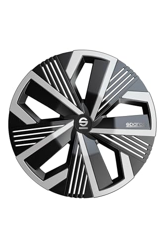 Sparco Satz von 4 Radkappen 15“. Modell Nagoya Schwarz/Silber. Sportliches Design für Ihre Autofelgen. Starke und haltbare Konstruktion.