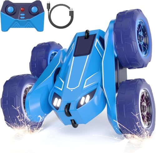 MaxTronic Direktladung RC Ferngesteuertes Auto mit LED, Exklusiv Dual-USB-C-Ladung für Auto & Fernbedienung – 360° Flips, 2.4G 15 km/h 4WD Gummi-Reifen – Vollständig aufladbares Stunt-Auto für Kinder MaxTronic Direktladung RC Ferngesteuertes Auto mit LED, Exklusiv Dual-USB-C-Ladung für Auto & Fernbedienung – 360° Flips, 2.4G 15 km/h 4WD Gummi-Reifen – Vollständig aufladbares Stunt-Auto für Kinder