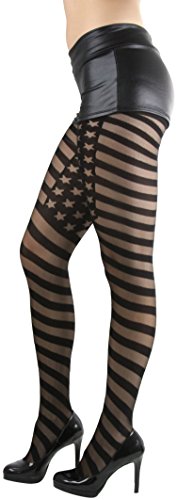 Image of ToBeInStyle Women's Superhero Superwoman American Flag Opaque Tights Costume Pantyhose