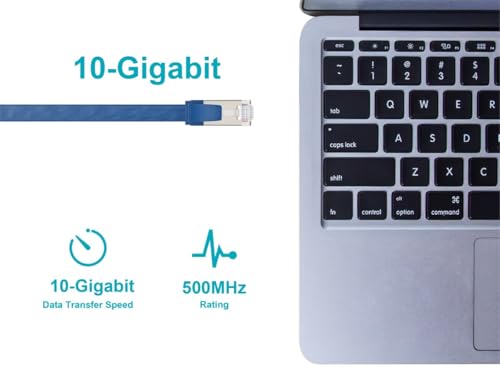 Cable Patch Ethernet Monoprice Cat6A Flat Azul 0.5ft miniatura 4