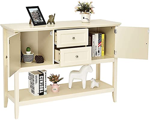Petsite Sideboard Buffet Cabinet With Storage, Drawers & Open Shelf, Wood Accent Cupboard Console Table For Home Kitchen, Living Room, Hallway #TOP1