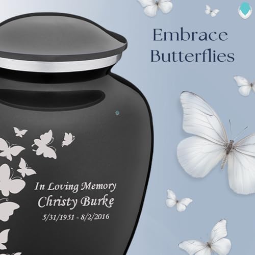 Image of Geturns - Adult Custom Butterfly Cremation Urns for Human Ashes I Charcoal Large Funeral Urn for Female and Male I 200 lbs
