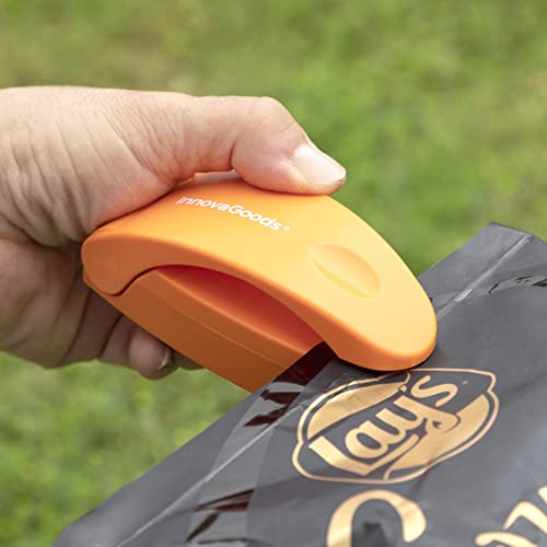 Foto von Innova Goods Tütenverschweißer Beutelverschließer Küchen Zubehör verschweißen Luftdicht 3 in 1 Schneidemesser und Magnet Versiegelungsgerät Folienschweißgerät Plastiktüten Lebensmittel Folien, Orange