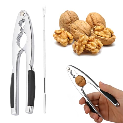 Schiaccianoci per Noci e Nocciole Robusto Schiaccianoci in Metallo con Impugnatura Antiscivolo Set Aprinoci Multifunzione con Forchetta per Noci Inclusa