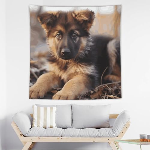 Tapisserie murale chiot berger allemand : cadeau idéal pour amateurs de chiens