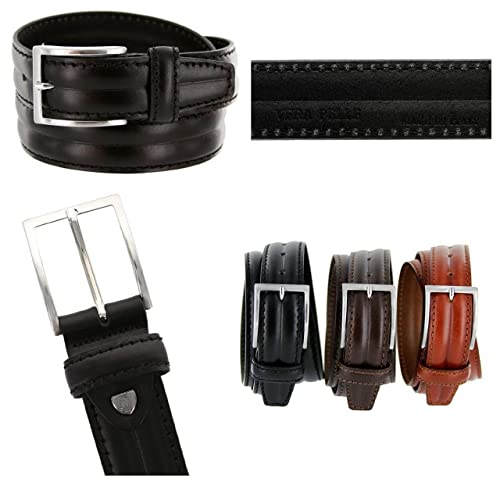 Made in Italy Belts Genuine Leather Casual Dress Belt 1-3/8"(35mm) Wide, Multi-Style Options2