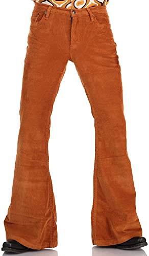 Men's Corduroy Relaxed Vintage 60s 70s Bell Bottom Pants Stretch Fit Classic Comfort Flared Flares Retro Disco Pants