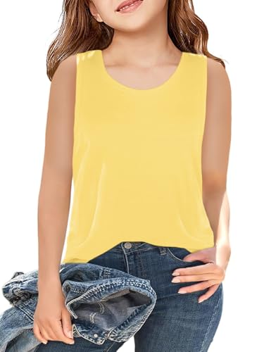 Girls Sleeveless Tank Tops Round Neck Basic Tees Summer Tanks Cute Top
