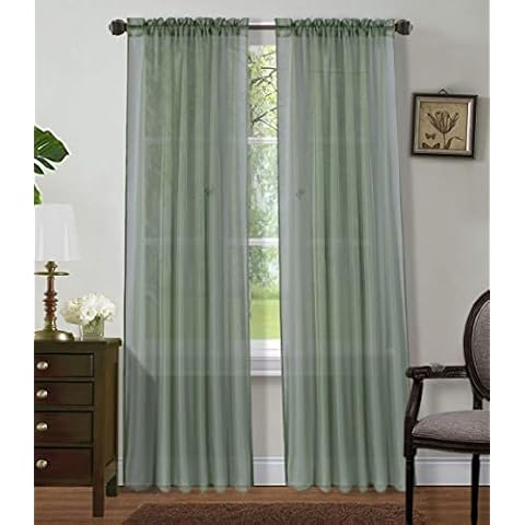Sapphire Home Sage Sheer Curtains Cover
